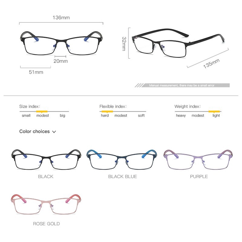 Gọng kính vuông kim loại đơn giản | BigBuy360 - bigbuy360.vn