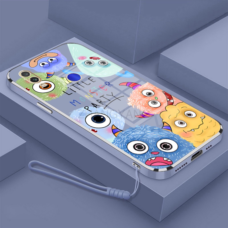 Ốp Điện Thoại silicone TPU Mềm Mạ Điện Họa Tiết Quái Vật Nhỏ Có Dây Đeo Cho Redmi 7 Redmi note 7