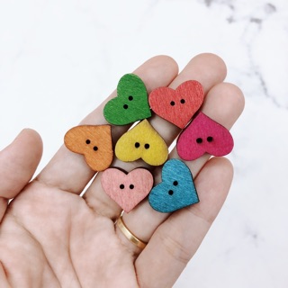 Set 10 nút gỗ hình trái tim