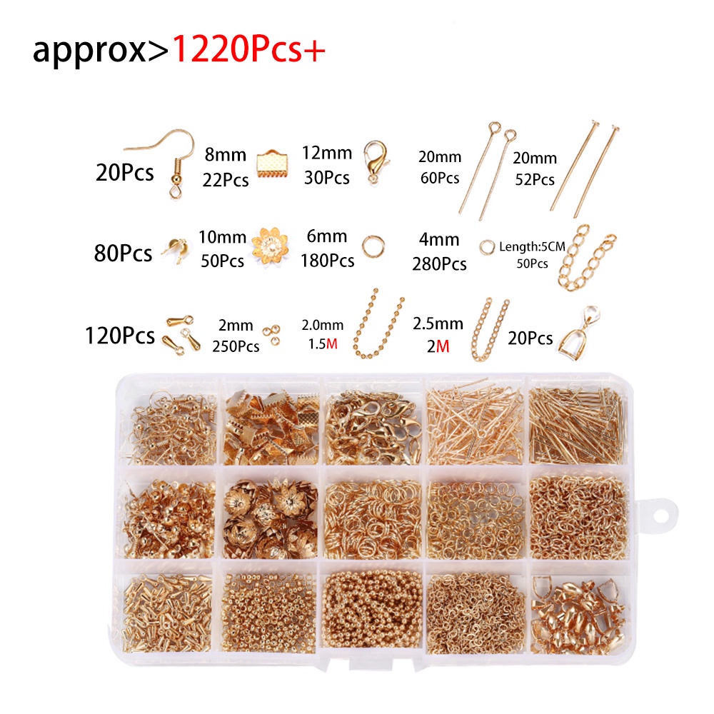 Set 1220 phụ kiện hỗn hợp làm trang sức St.kunkka thích hợp cho khuyên tai/ vòng cổ/ vòng tay