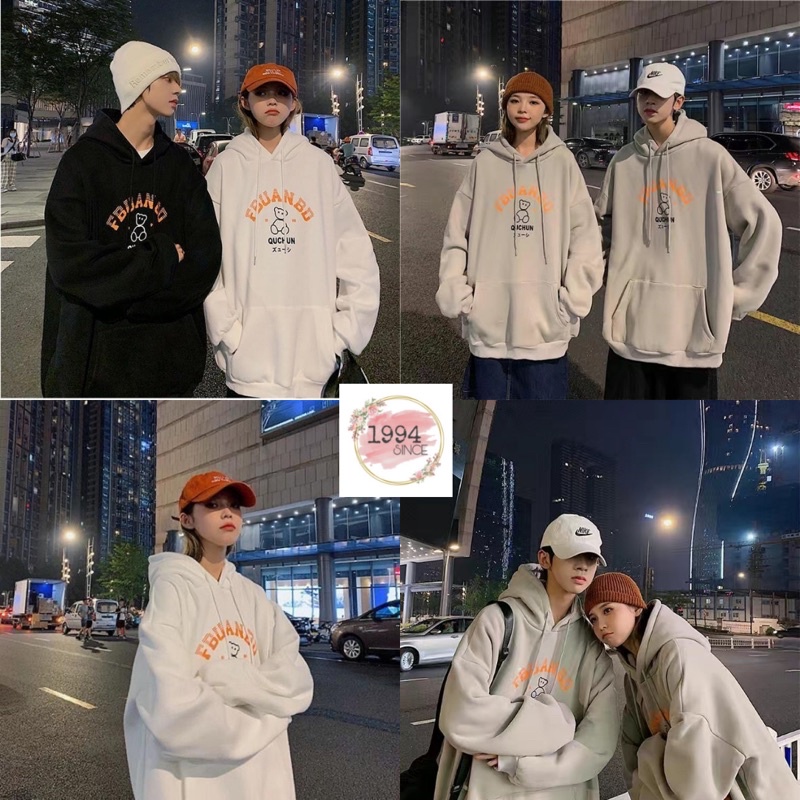 Áo Hoodie nam nữ unisex, Áo nỉ bông gấuu mũ 2 lớp dày dặn phom rộng phong cách hàn quốc mặc đôi nhóm đẹp