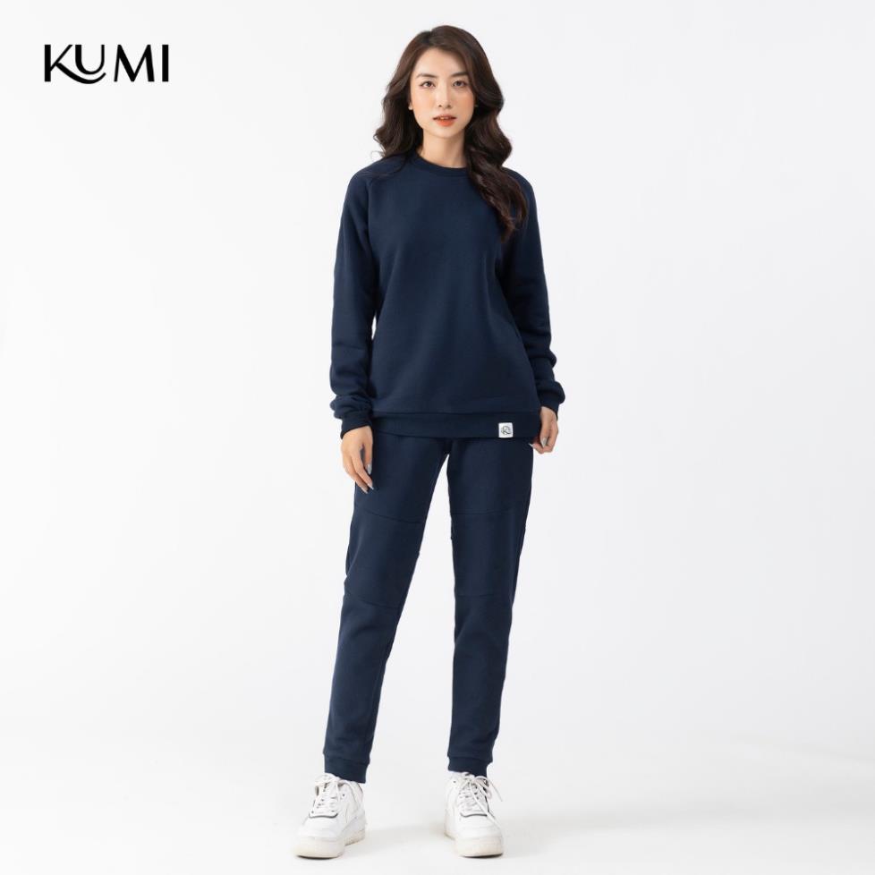 Bộ Nỉ Thể Thao Nữ Thu Đông Chất Nỉ Bông Cao Cấp, Bộ Thể Thao Nữ Năng Động Trẻ Trung Kumi - Xanh Than