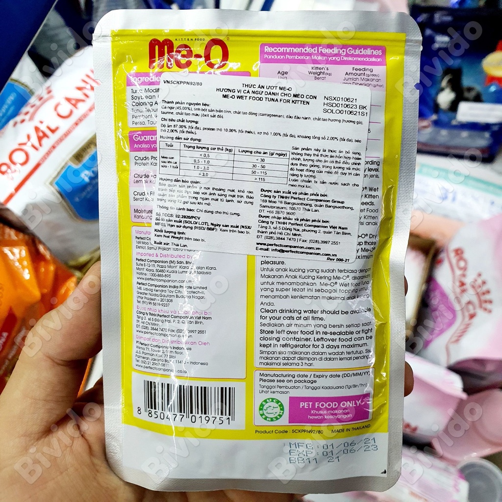 Pate Me-O cho mèo giá rẻ dinh dưỡng đủ vị túi 80g - Bivido