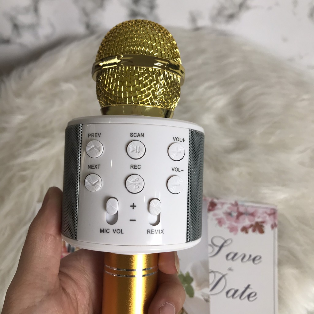 Mic Karaoke WS-858 Mic Bluetooth Gía Rẻ Để Hát Vui Vui