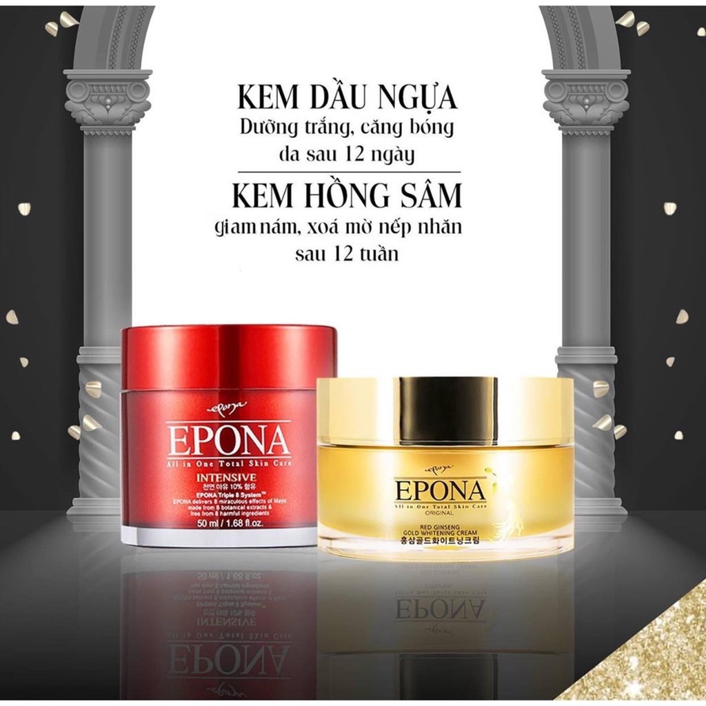 Kem Dưỡng Da Sáng Da, Chống Lão Hóa Chiết Xuất Dầu Ngựa Epona All In One Total Skin Care Intensive 50ml - Đỏ