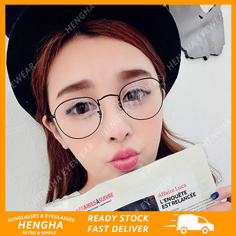 Kính mắt đọc sách gọng kim loại tròn phong cách retro thời trang
