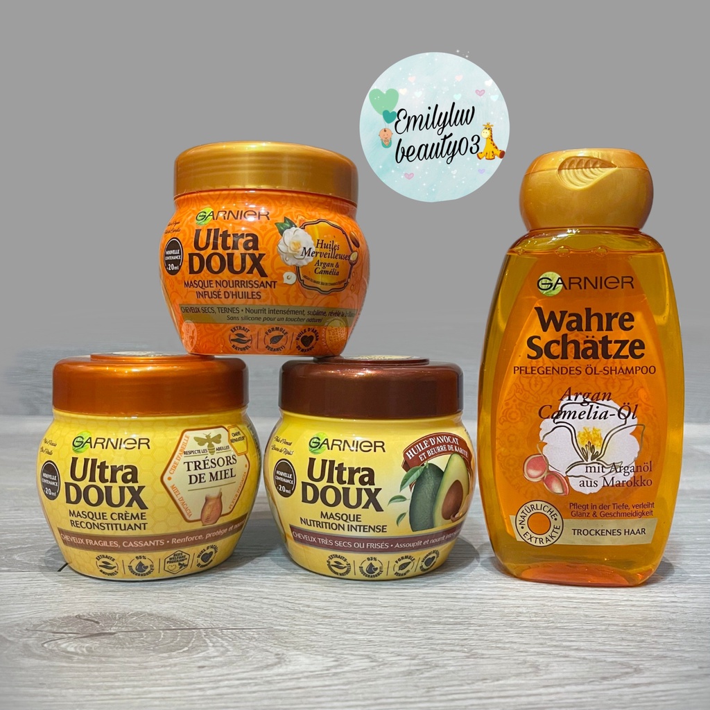 Garnier Ultra Doux Masque - Kem Ủ Phục Hồi Tóc Đủ Loại 320ml