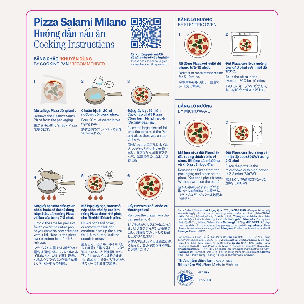 Pizza 4Ps Bánh Pizza Xúc Xích Salami Đông Lạnh - 251Gr