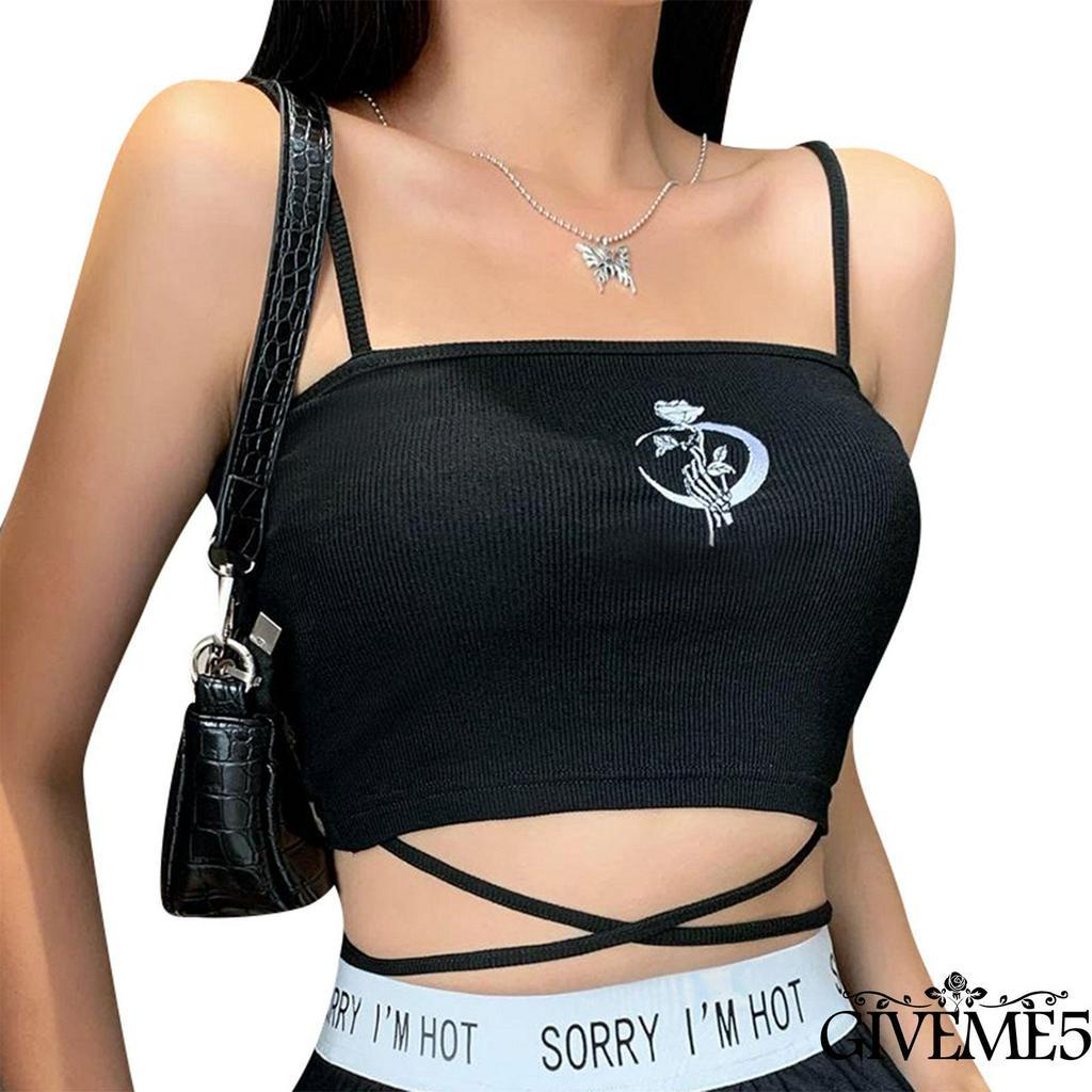 Áo Dây Nữ Cộc Tay Thêu Hoa Quyến Rũ