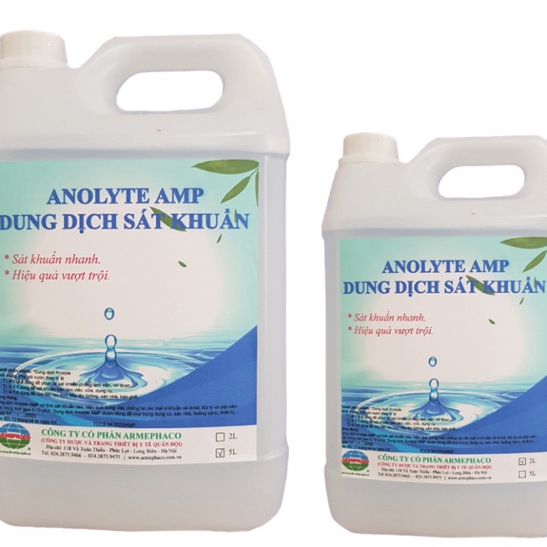 Dung dịch sát khuẩn Anolyte AMP - 100% tự nhiên - Can 5 lít