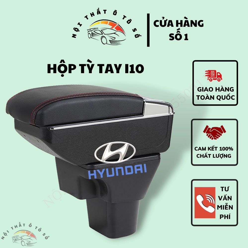 Hộp tỳ tay xe Hyundai I10 cao cấp tích hợp cổng sạc USB - Bảo hành 12 tháng.
