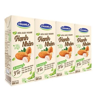 SỮA ĐẬU NÀNH VINAMILK HẠT HẠNH NHÂN - LỐC 4 HỘP X 180ML