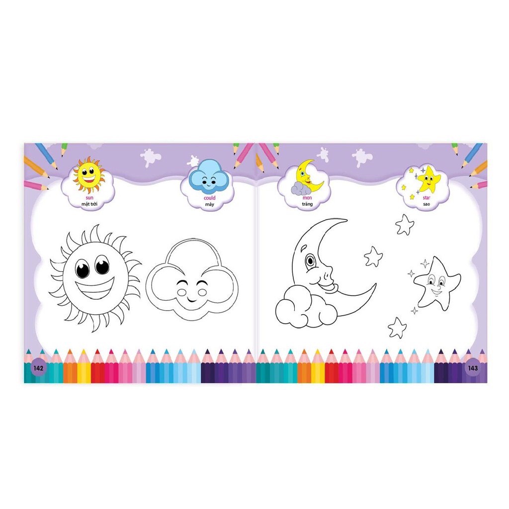 Sách - Bé Tô Màu 9999 Song Ngữ Anh - Việt Cho Bé Từ 2- 6 Tuổi