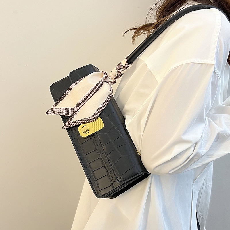 Túi đeo vai IELGY dáng vuông nhỏ phối dây thắt lụa phong cách Pháp thời trang chất lượng cao dành cho nữ