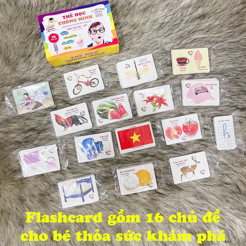 Bộ thẻ học thông minh cho bé, Flashcard cho bé gồm 16 chủ đề cho bé thỏa sức khám phá Baby-S – SDC061