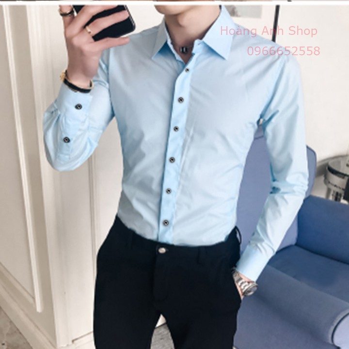 ÁO SƠ MI NAM VẢI NẾN LỤA ÔM DÁNG BODY KHÔNG NHĂN