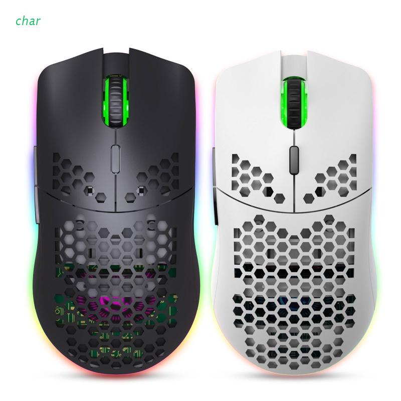 Chuột không dây T66 2.4GHz có đèn nền RGB họa tiết tổ ong nhẹ có thể sạc lại cổng USB dùng tại nhà/ văn phòng