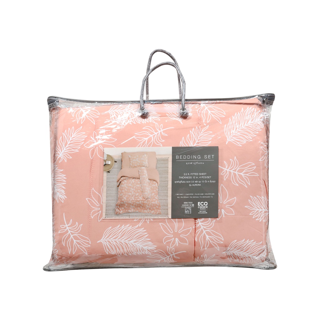 HomeBase HLS Bộ chăn ga giường 4 món bằng Microfiber AURORA W106.68xD31xH198cm màu cam