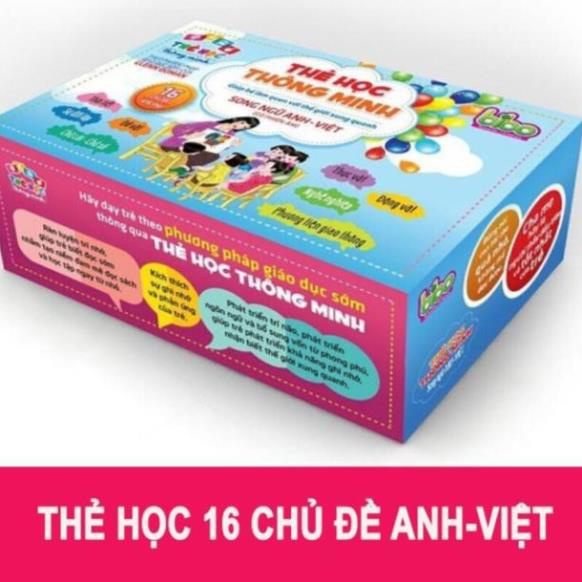 Bộ thẻ học thông minh Flash Card 16 Chủ đề - 416 Thẻ song ngữ Anh-Việt (có phiên âm) [Thanh Mai Shop]