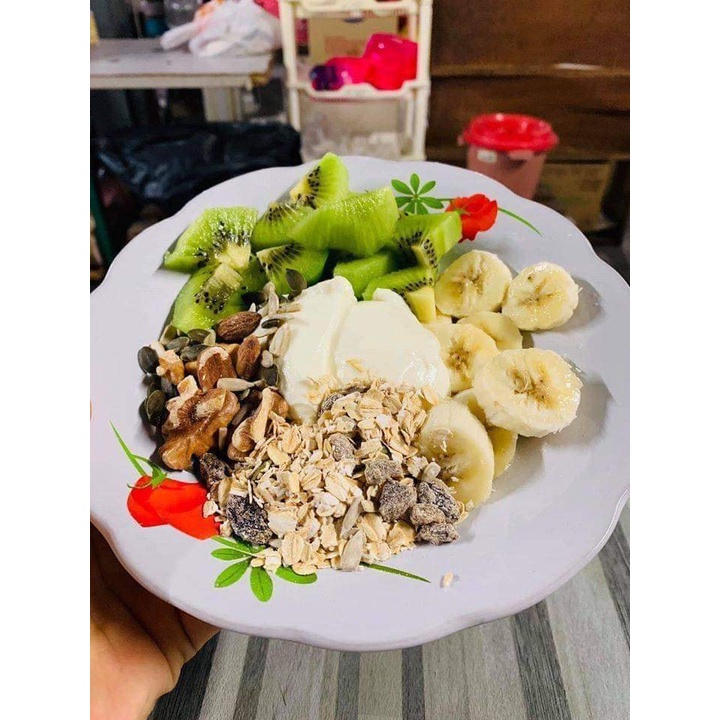 Granola siêu Hạt 500gr, Ngũ cốc giảm cân thêm Macca, Óc chó đỏ, Dâu tây