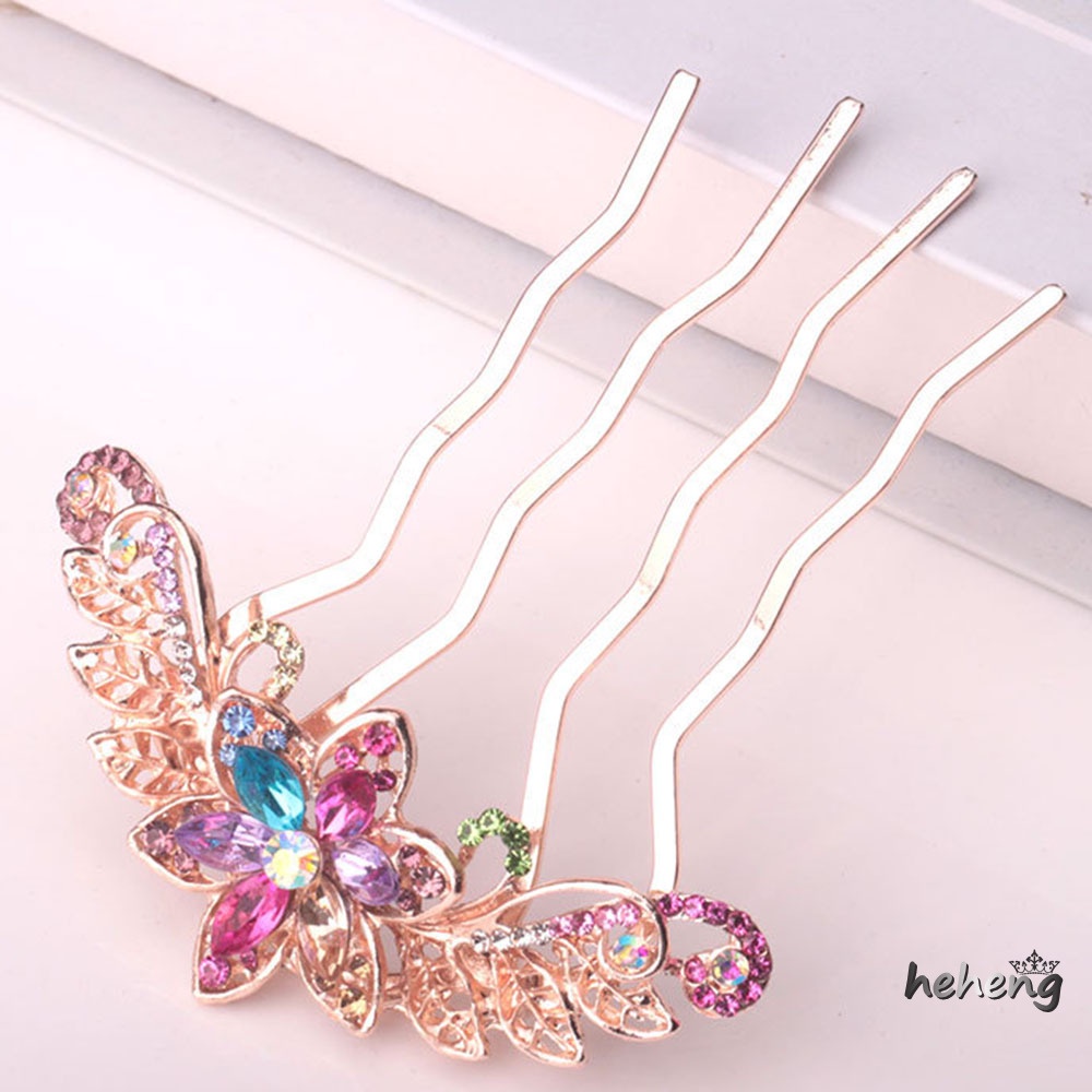 Lược Cài Tóc Hình Hoa Đính Đá 9.50 * 7.50 * 1.00cm