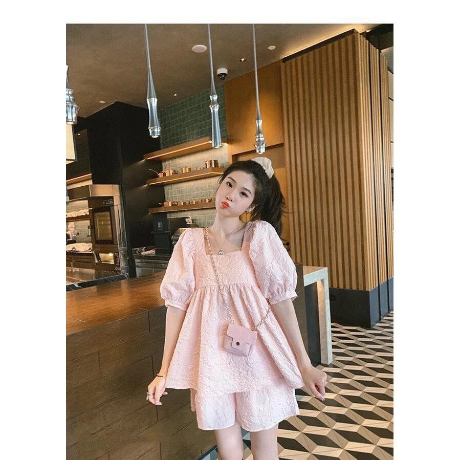 Bộ đồ bầu sooc chất ĐŨI XỐP SANG CHẢNH_đồ bầu thiết kế mùa hè cho mẹ bầu tự tin dạo phố BĐ843