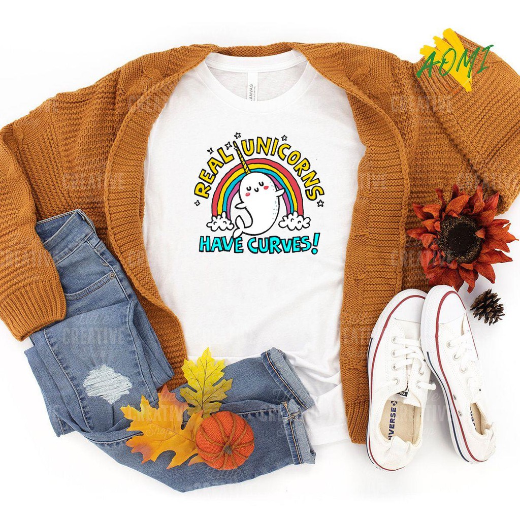ÁO THUN UNISEX AOMI ĐẶC BIỆT UNICORN REAL HAVE CURVES TAY NGẮN TAY LỠ NAM NỮ AOMIVN THỜI TRANG