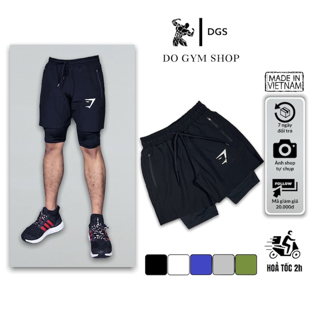 Quần 2 lớp nam thể thao DO GYM SHOP thun lạnh 4 chiều thoáng mát khi chơi thể thao