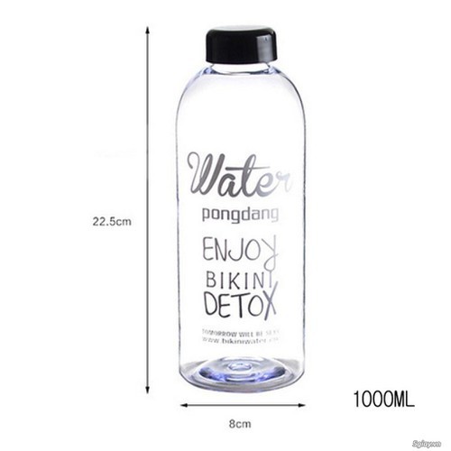 Bình Nước Trong suốt Detox WATER PONGDANG Detox 600ml + 1000ml CAO CẤP  /Tặng Kèm Túi siêu tiện lợi