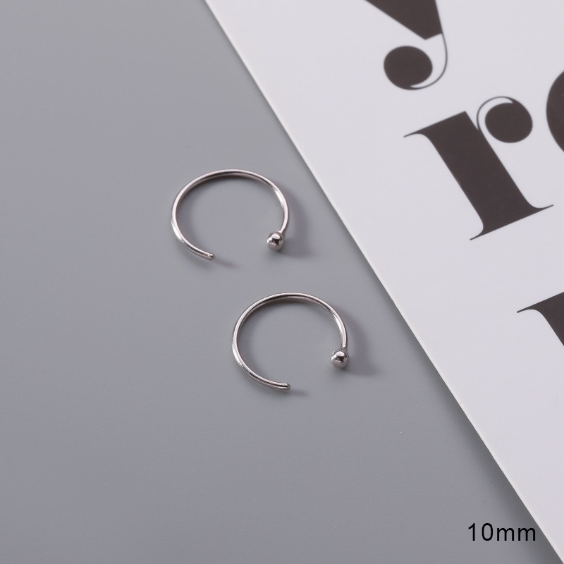 Khuyên tai tròn mạ bạc 925 thiết kế 6mm-10mm