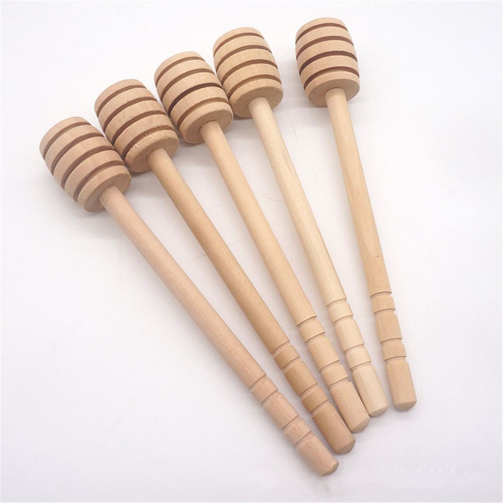 Que khuấy cà phê/ mật ong tay cầm dài bằng gỗ tiện lợi cho nhà bếp