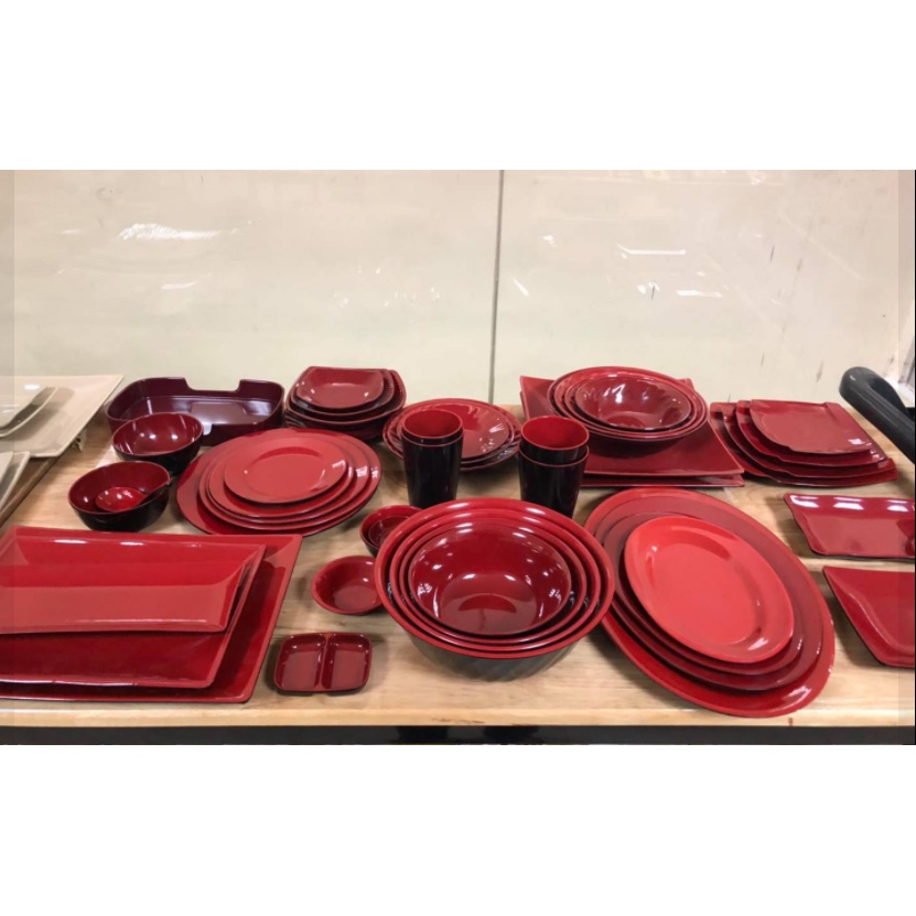 Đĩa  Nhựa Melamine đỏ đen đây đủ kích cỡ
