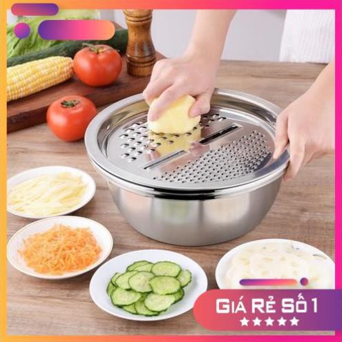 Bộ Rổ Nạo Inox 304 Đa Năng 3 Chi Tiết Tiện Lợi size 26cm - Sieuthigiadinh.2021