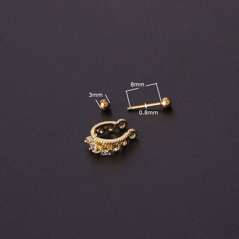 Khuyên xỏ tai dạng thanh tạ cá tính 20g