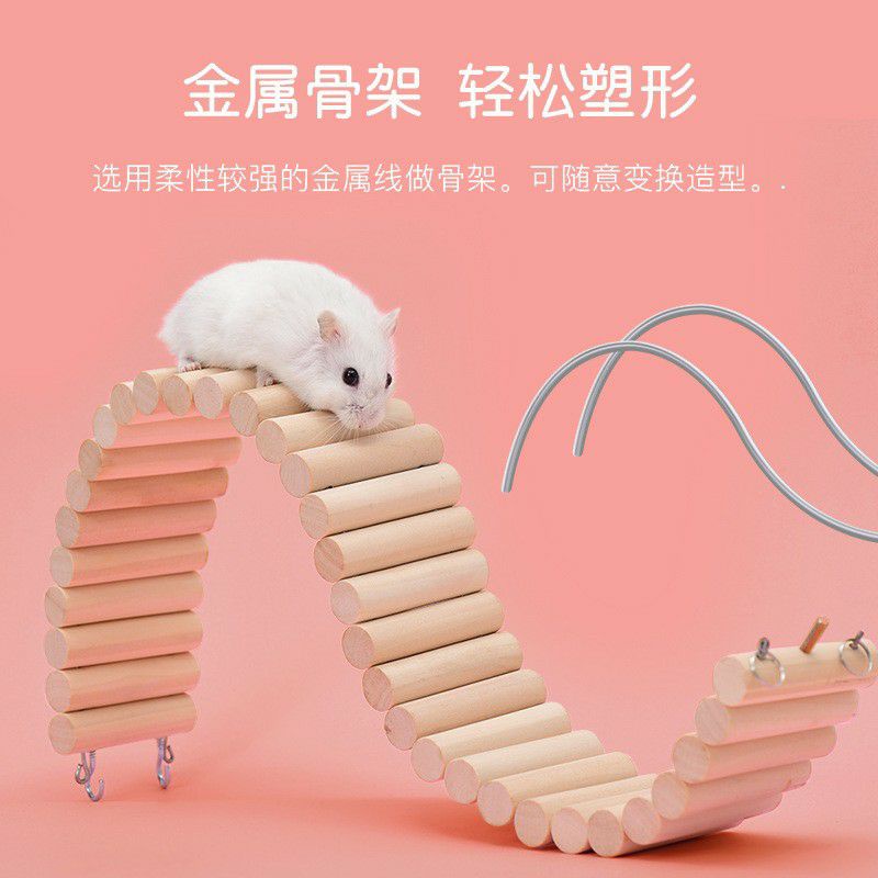 Thang gỗ uốn nhiều màu trang trí chuồng hamster