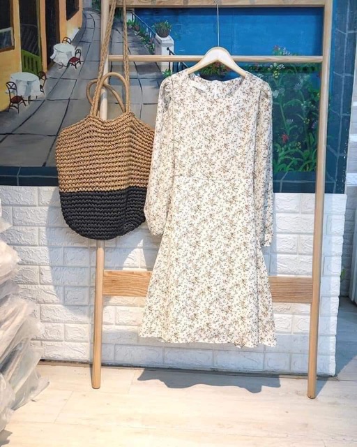[Ảnh thật/Video]Váy hoa nhí cổ tròn dài tay vintage/Đầm hoa cỏ | BigBuy360 - bigbuy360.vn
