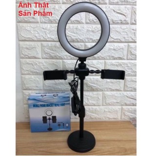 Giá đỡ livestream 2 điện thoại có đèn
