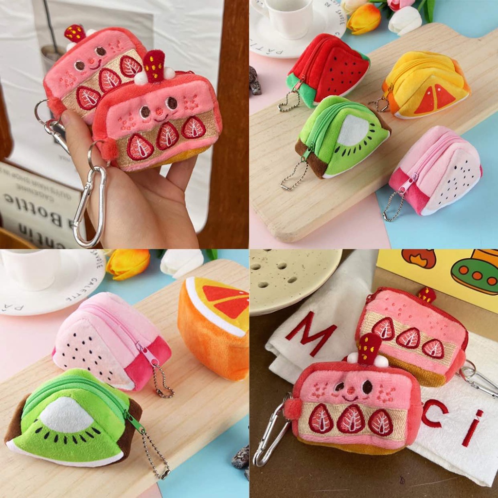 Ví Đựng Tiền Xu Mini Bằng Lông Nhung Màu Hồng Dễ Thương