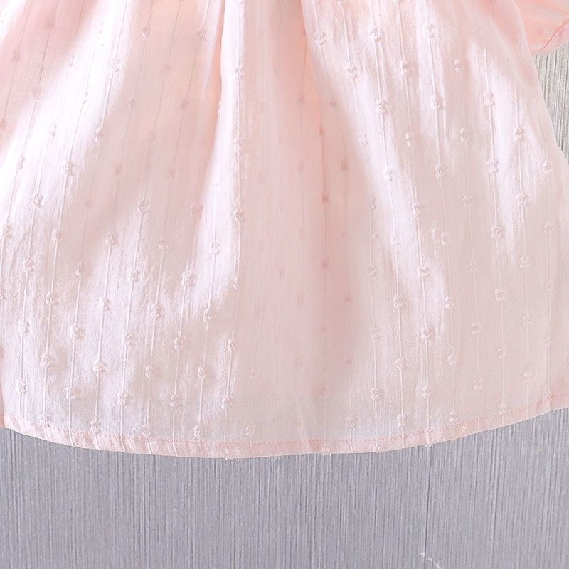 Áo Tay Ngắn Cổ Búp Bê Màu Hồng Thời Trang Mùa Hè Cho Bé Gái