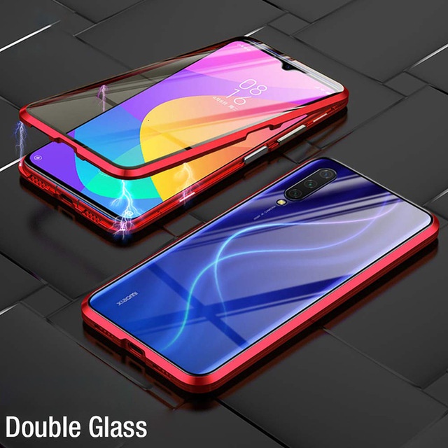 Ốp Điện Thoại Kính Cường Lực Hai Mặt Viền Kim Loại Nam Châm Cho Xiaomi Redmi 9 9A Note 7 8 8T 10 4G 5G 10 Pro
