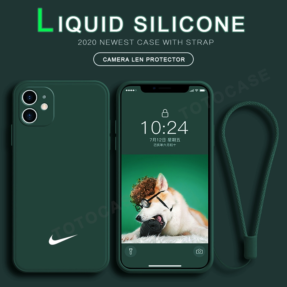 Ốp Điện Thoại Silicon Màu Kẹo Trơn Có Dây Đeo Cổ Tay Cho iPhone 7 8 Plus 11 12 13 X XS MAX XR 11Pro