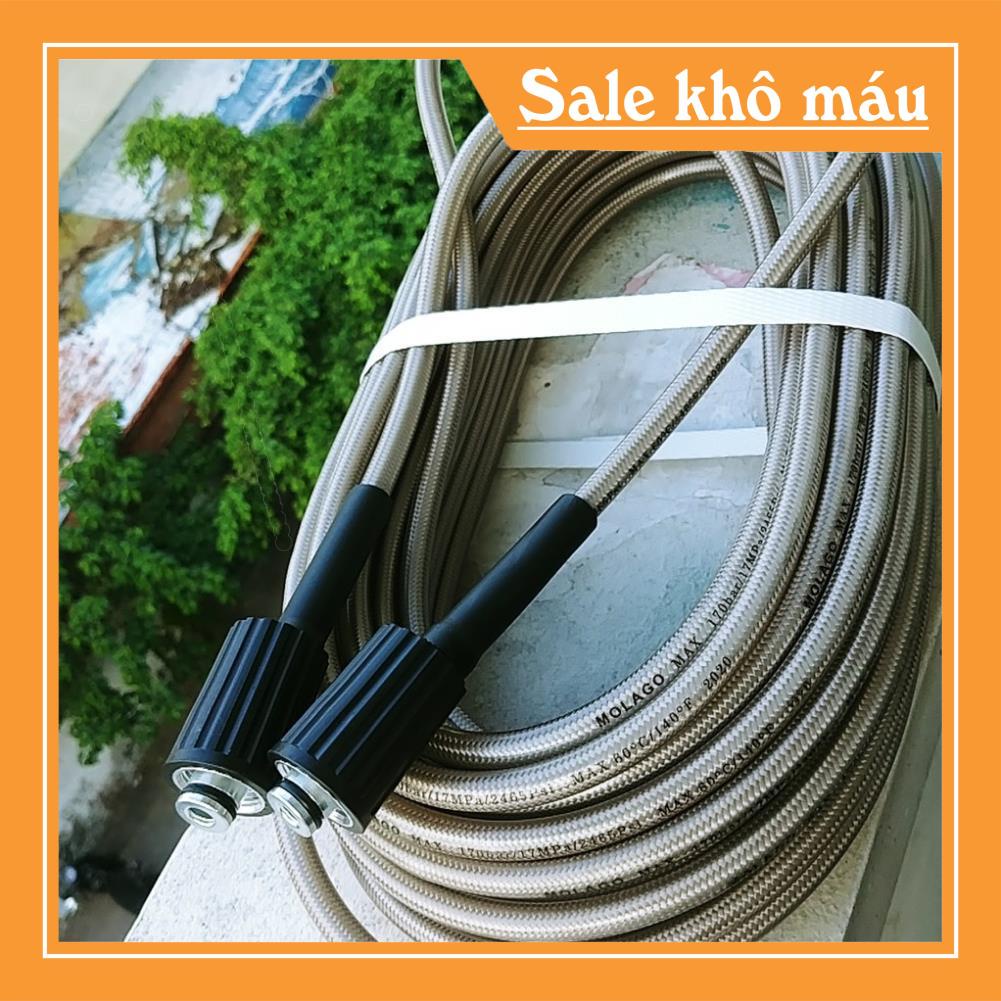 Dây xịt cao áp máy rửa xe Loại Tốt 7m 15m 20m - 2 đầu ren 22mm - Phụ kiện máy rửa xe áp lực , rửa máy lạnh