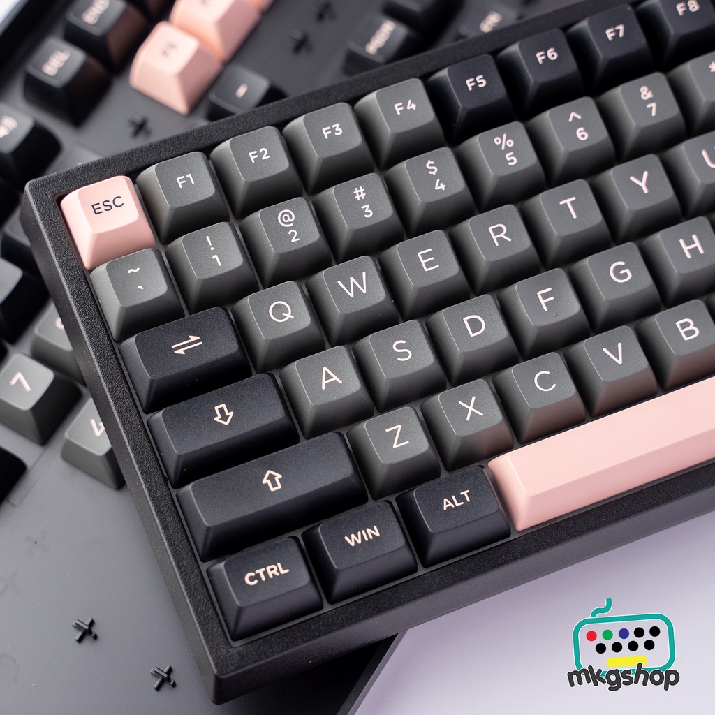 Keycap AKKO Black Pink nhựa PBT doubleshot ASA profile 158 nút màu đẹp