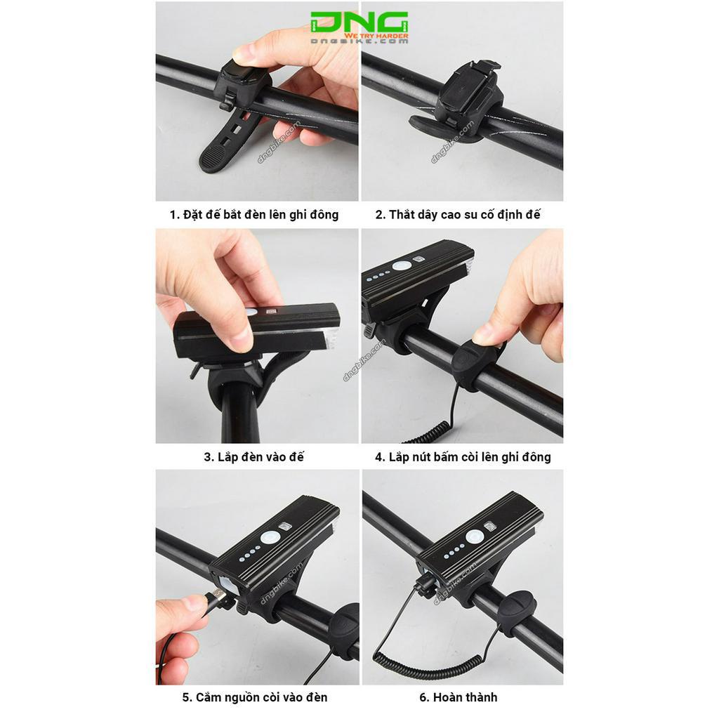 Đèn Còi Xe Đạp HJ062 | Đèn LED Siêu Sáng 300 Lumens | Còi 120 dB | Cảm Biến Ánh Sáng Tự Bật Tắt Đèn |Sáng tối đa 15 Giờ