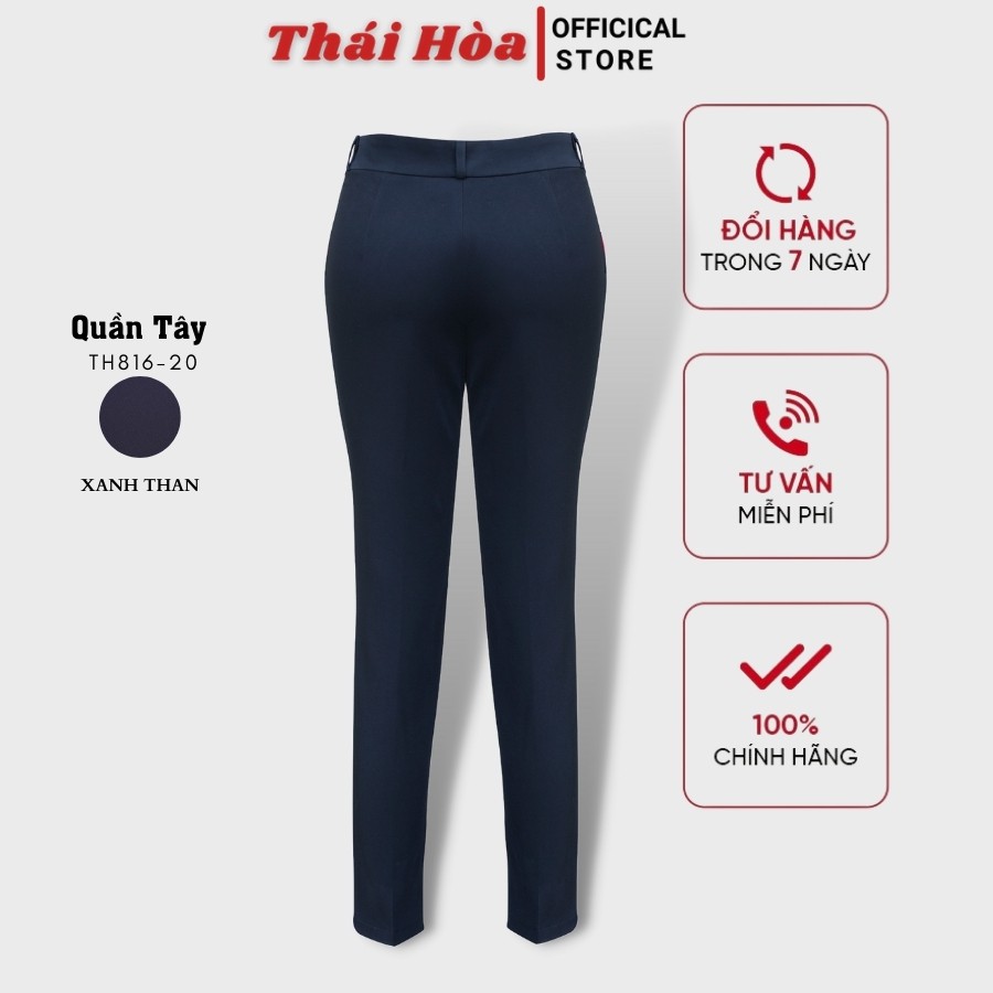 Quần vải nữ công sở kiểu dáng ống đứng Quần Tây nữ Thái Hòa TH816 2 màu đen, xanh than truyền thống | BigBuy360 - bigbuy360.vn