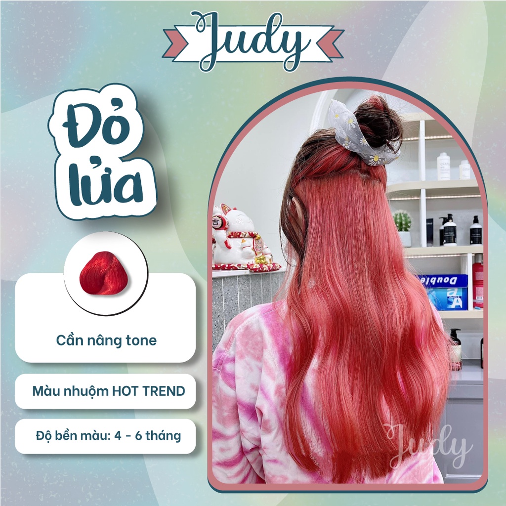 Thuốc nhuộm tóc màu ĐỎ LỬA chính hãng (full bộ kèm oxy, gang tay, không làm khô tóc)