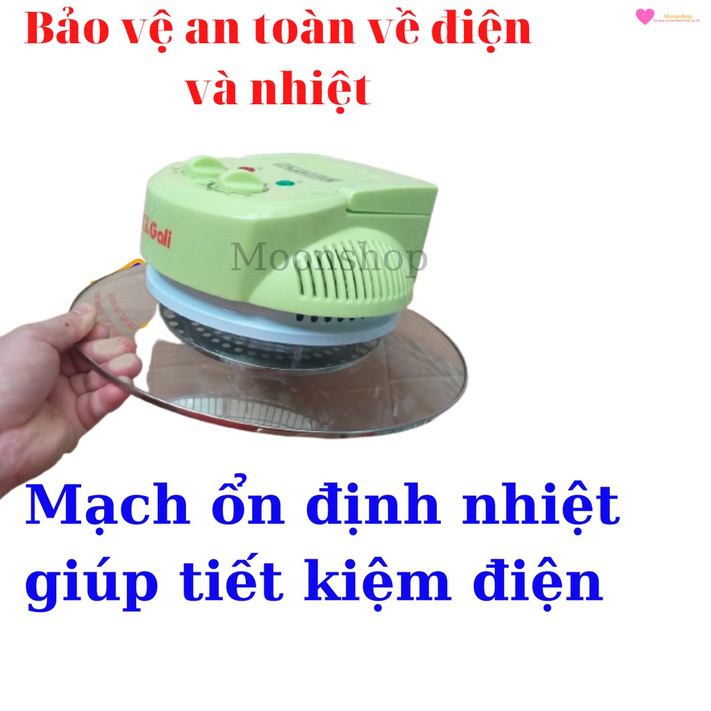 Lò thủy tinh, nồi chiên không dầu, lò nướng điện chất lượng Gali 1300w 17 lít bảo hành 1 năm tặng 5 phụ kiện Moon Store