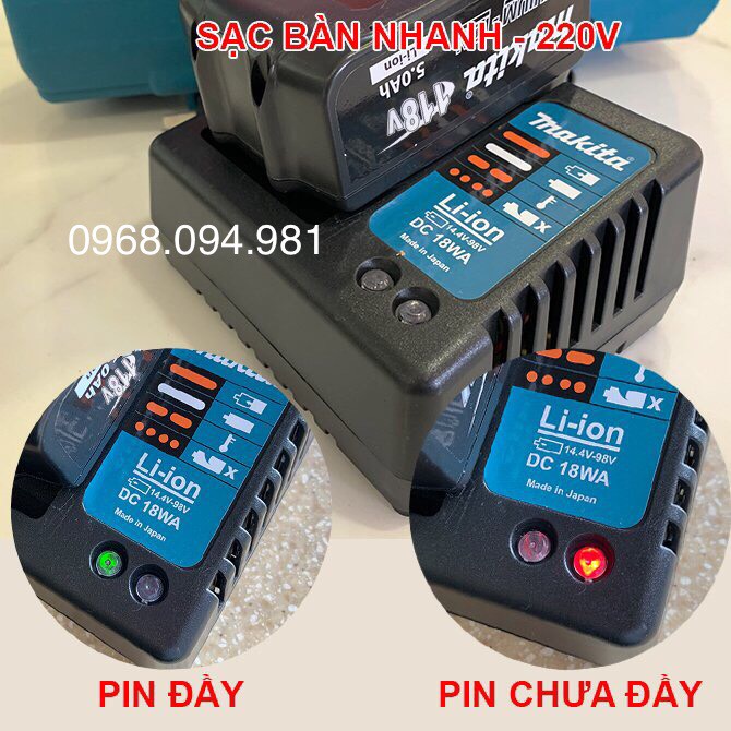 SIÊU KHỎE!!!!Máy Khoan Pin Makita 118V 3 Chức Năng, Loại Không Chổi Than, Đầu Auto Lock 13mm