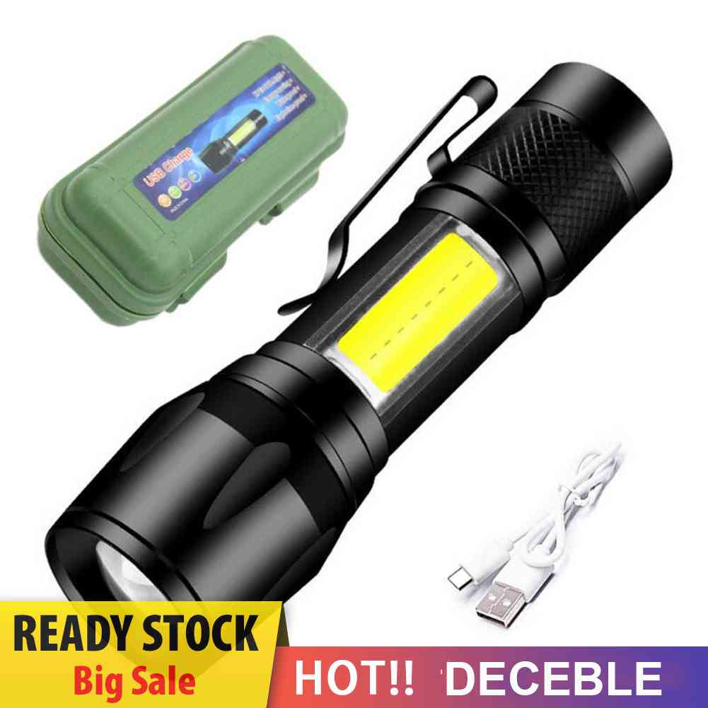 Đèn Pin LED XPE + COB IPX4 3 Chế Độ Có Thể Sạc Lại Bằng Cổng USB