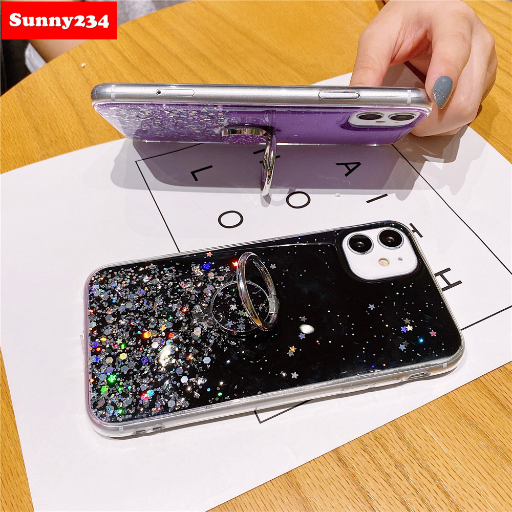 Ốp Lưng Kim Tuyến Nước Kèm Nhẫn Móc Ngón Tay Cho Iphone 12 11 Pro Max Iphone 6 6s 7 8 Plus